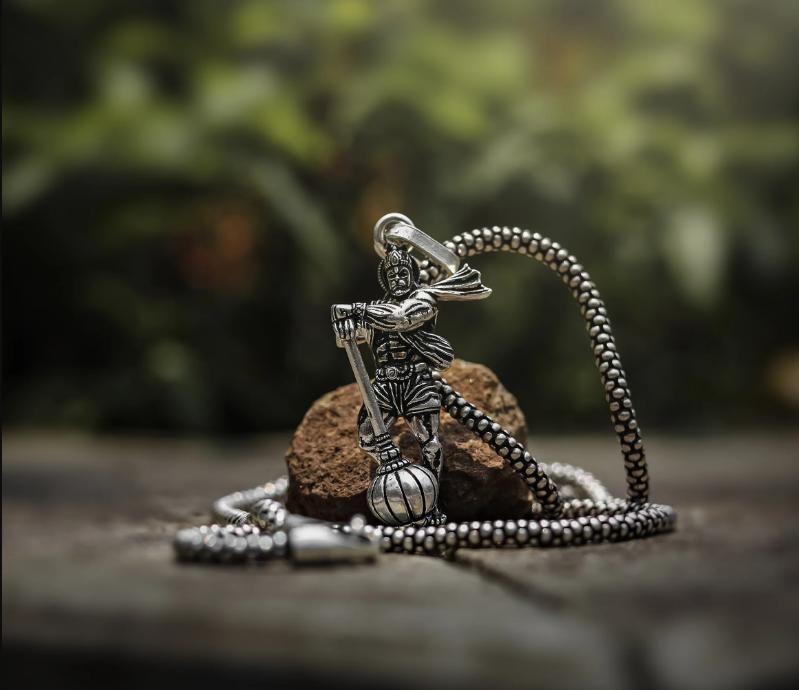 Hanumanji With Gada Silver Pendant – Spiritual Protection Jewelry for Men