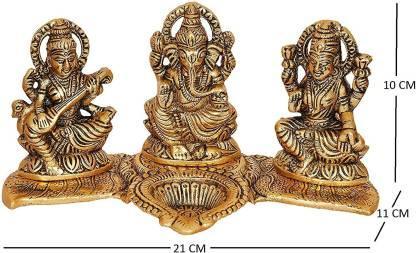 Metal Hindu God Figurine – Lakshmi Ganesh Saraswati Idol for Wealth & Success