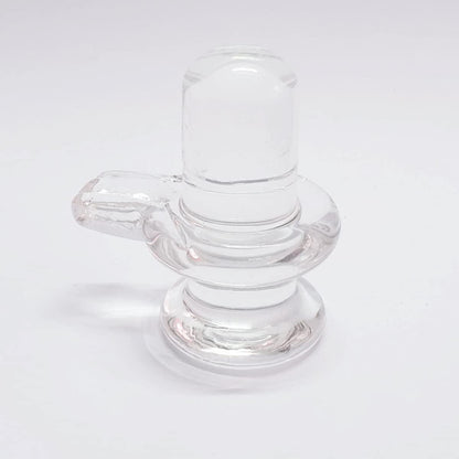 Sphatik Shivling, 4-inch crystal pooja showpiece with a smooth white finish, displayed on a white background.