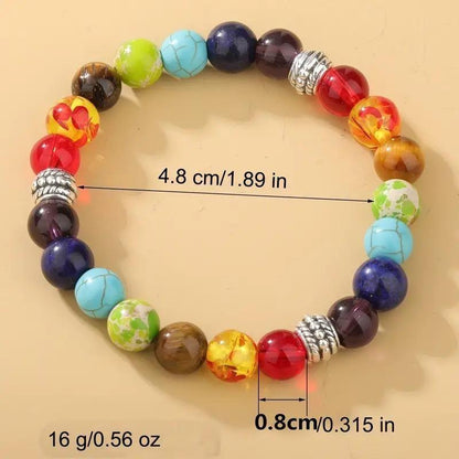 Classic 7 Beads Natural Agates Bracelet – Elasticated and Adjustable Design for Chakra Healing