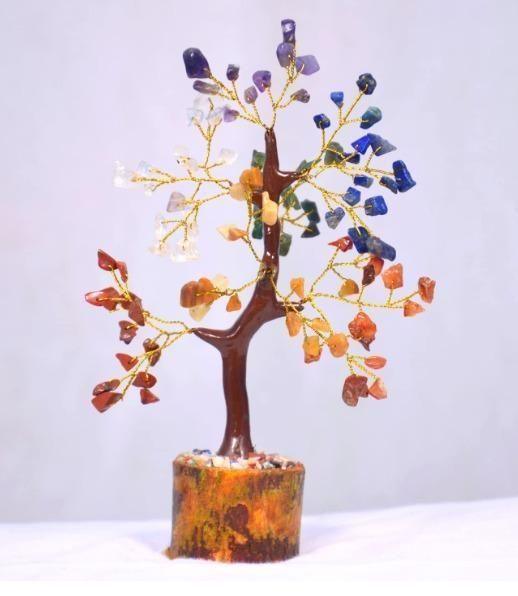 Handcrafted 7 Chakra Crystal Tree in art deco style, perfect for balancing chakras and promoting positivity.