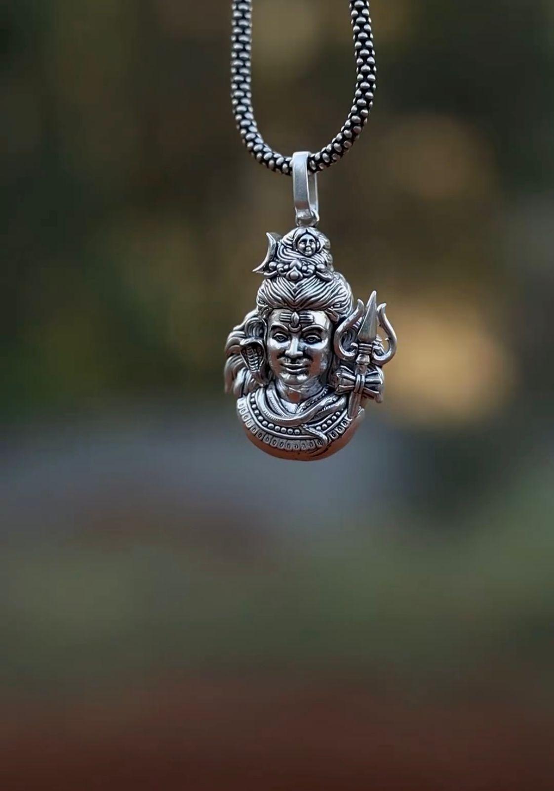 Elegant Shiva Rudra Pendant in Silver – Mahadev Locket for Strength and Protection