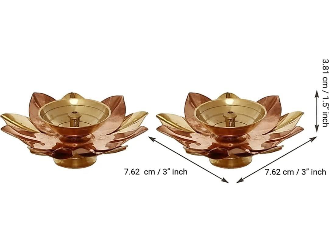 Diwali Pooja Diyas – Pack of 2 Floral Shape Metal Diyas for Rituals and Meditation